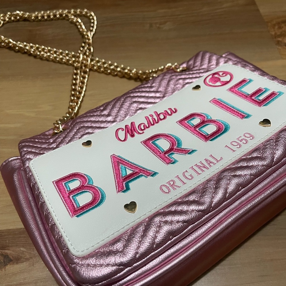 Barbie Pink and Gold Chevron Shoulder Bag
